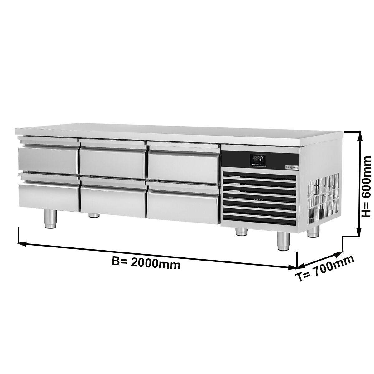 Counter -type refrigerator Premium - 2000mm - 210 liters - 6 drawers