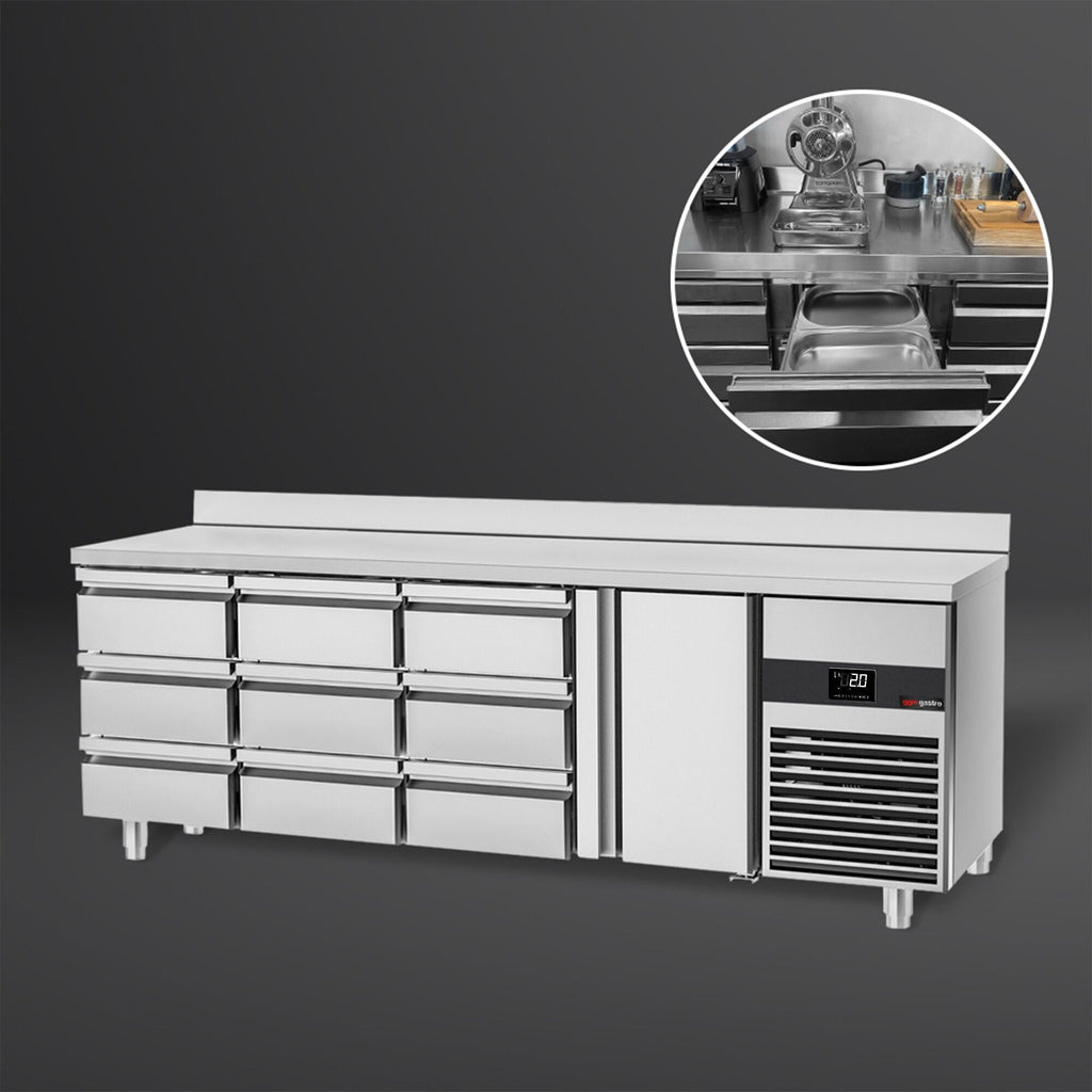 Cooling counter premıum -2330x700mm -1 door & 9 drawer -& Back