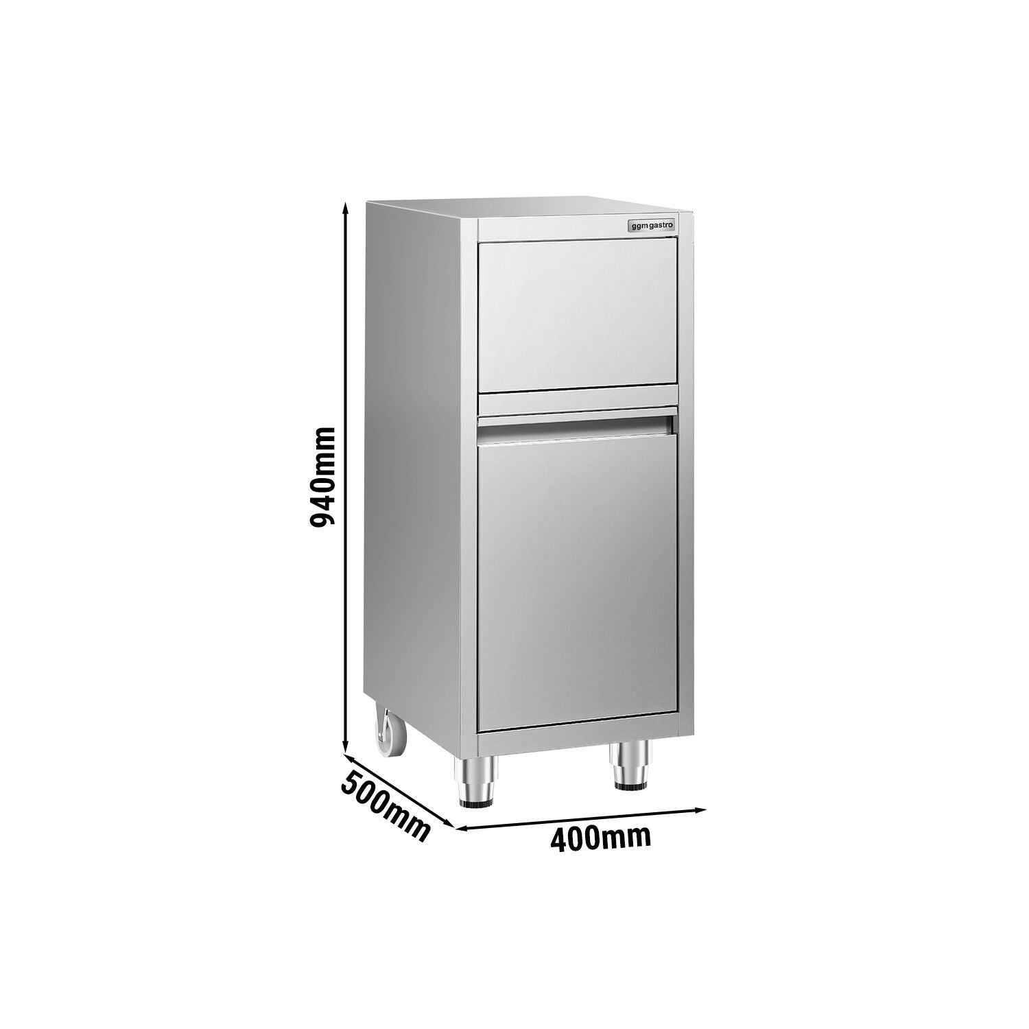 Garbage box with hinged valve opening - 400x500mm - feetless