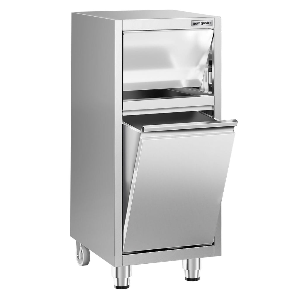 Garbage box with hinged valve opening - 400x500mm - feetless