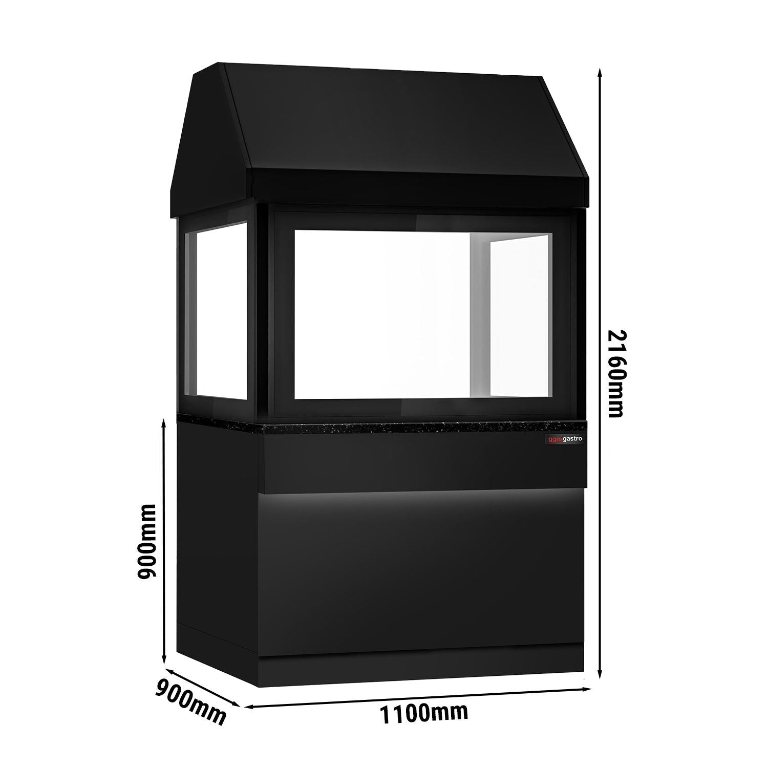 Toronto for coal grills - 1100mm - black front panel - black granite work machine