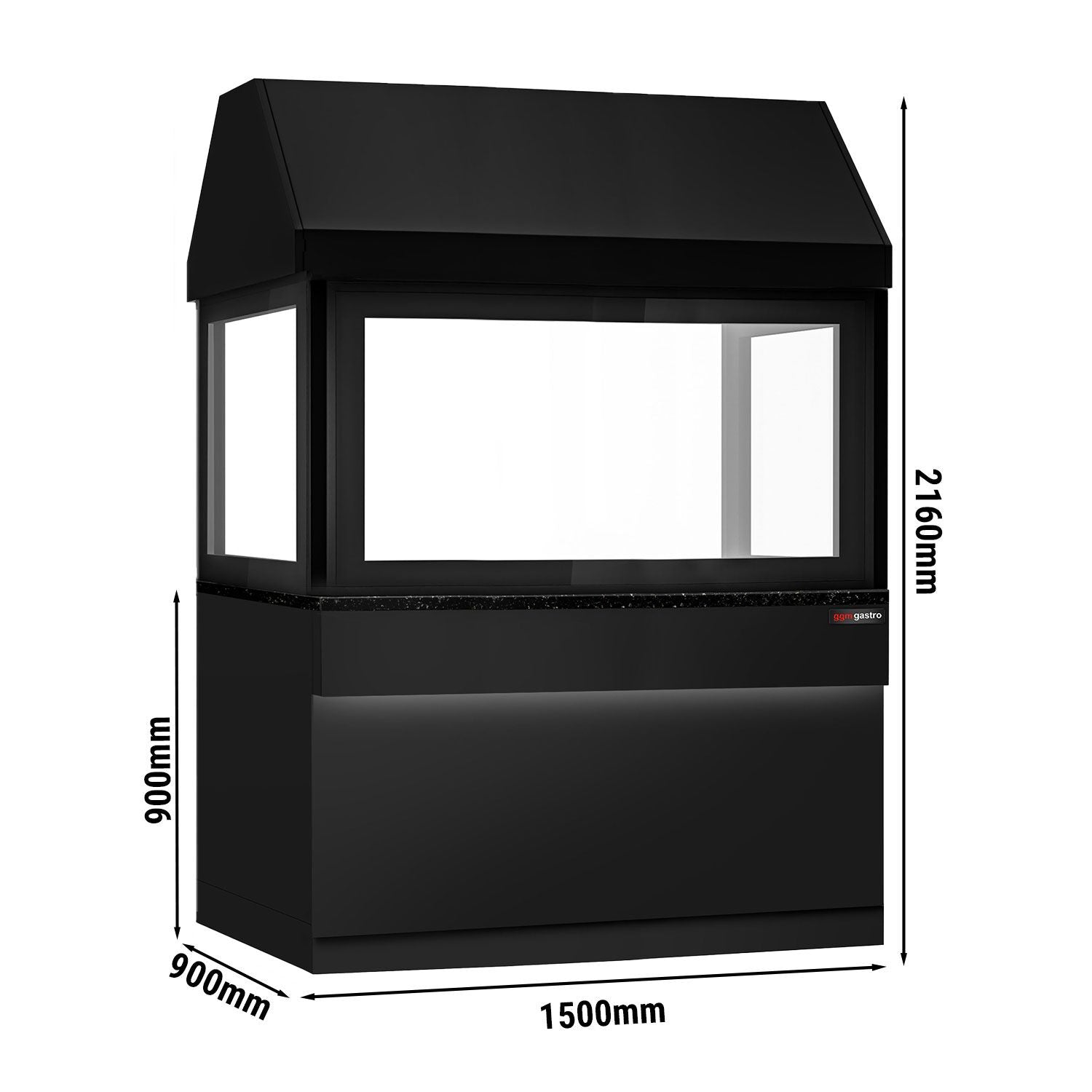 Toronto for coal grills - 1500mm - black front panel - black granite work machine