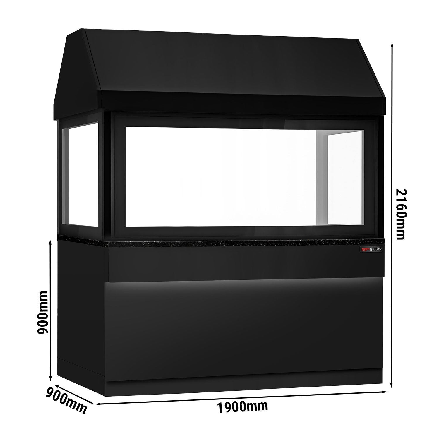Toronto for coal grills - 1900mm - black front panel - black granite work machine