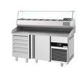 Pizza Preparation counter - for 1 door, drawer and 5 x gn 1/3 containers - cooled showcase