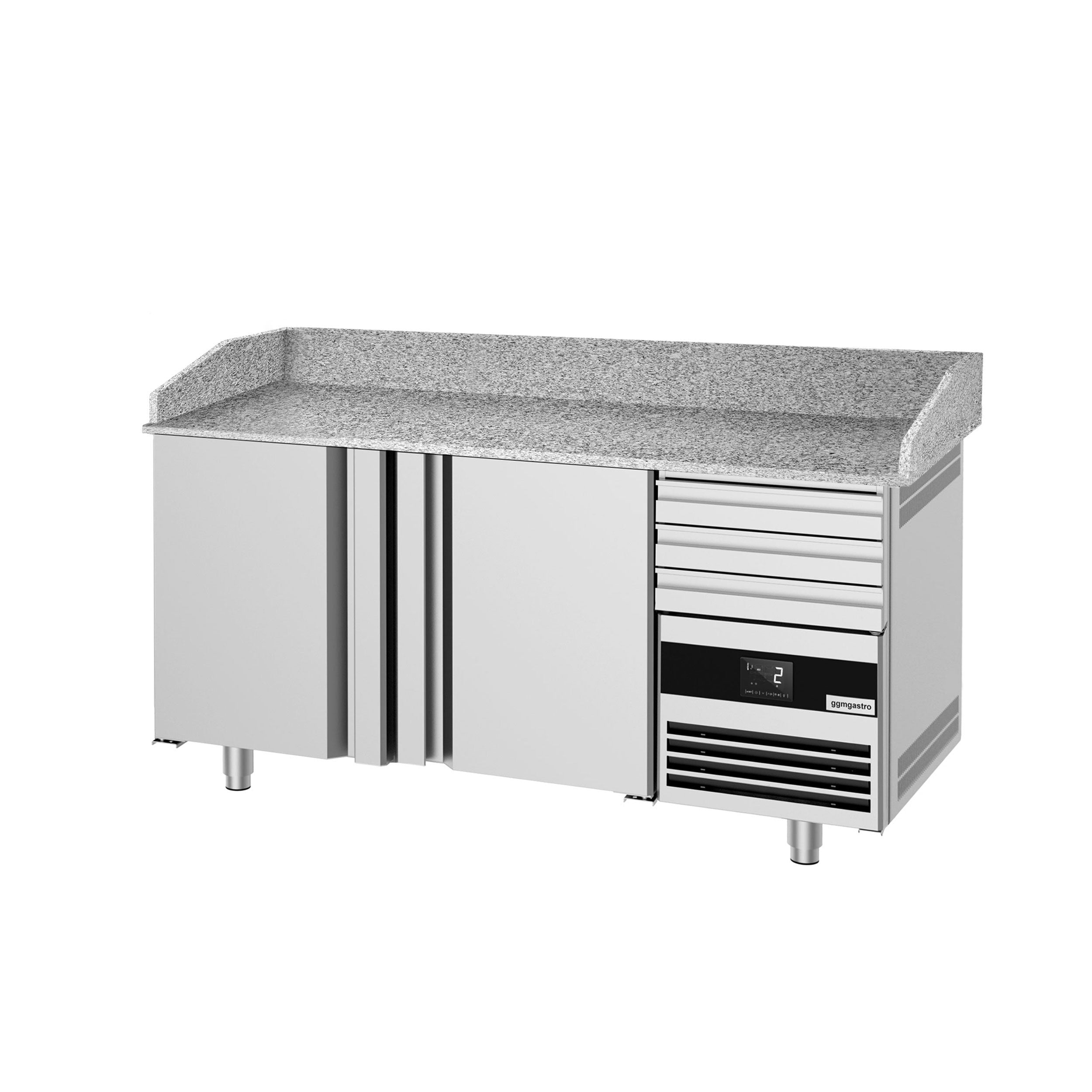 Pizza Preparation counter premium - 1600x800mm - 2 doors & 3 drawers