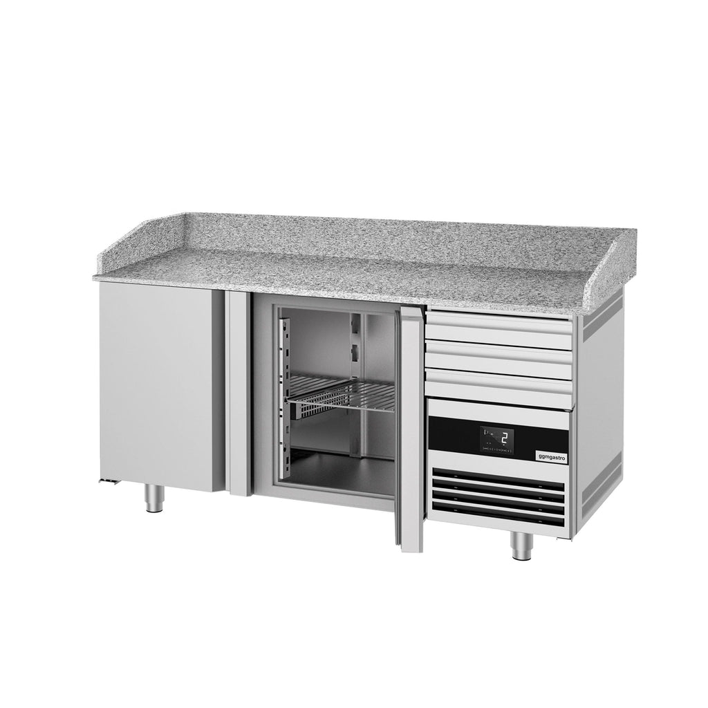Pizza Preparation counter premium - 1600x800mm - 2 doors & 3 drawers