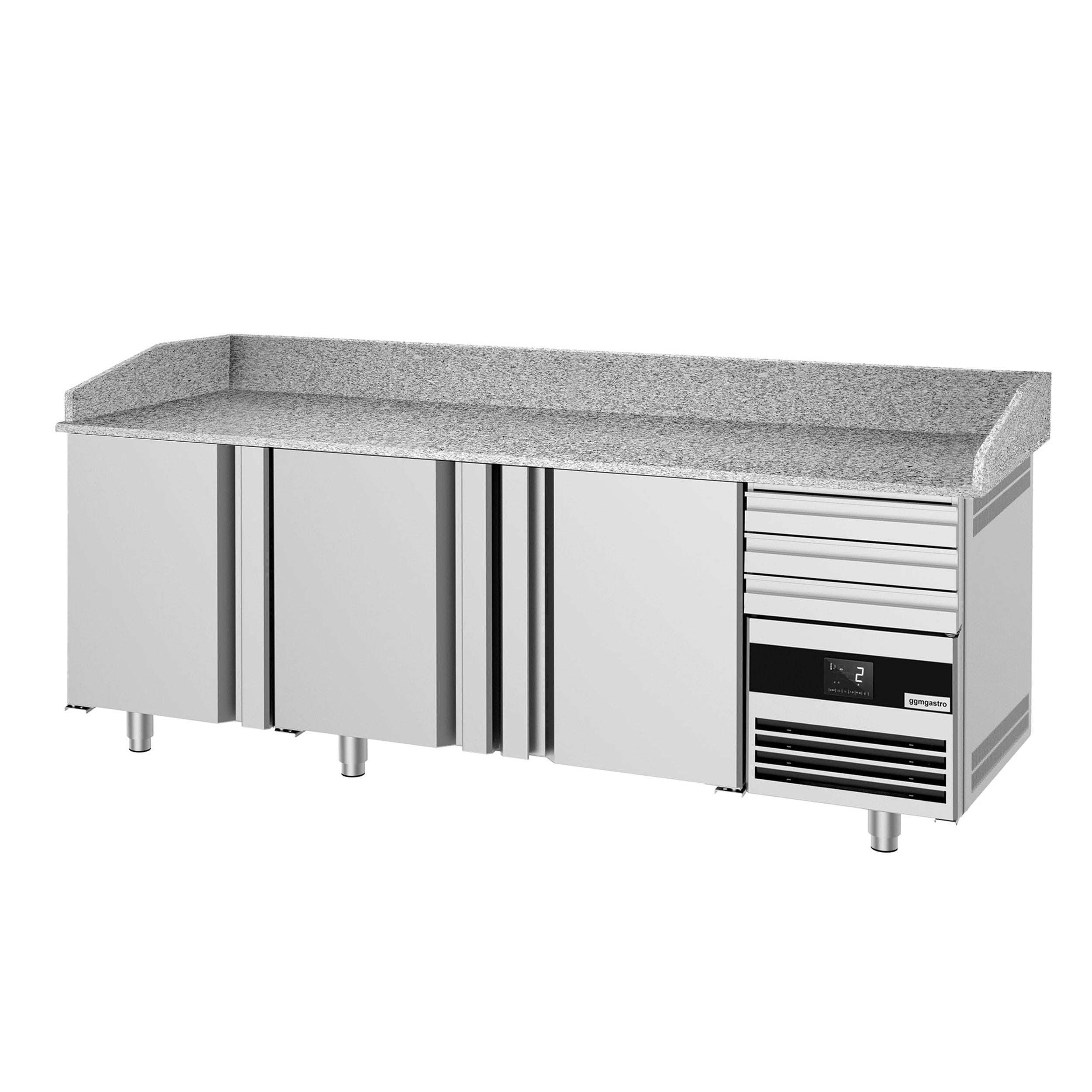 Pizza Preparation counter premium - 2150x800mm - 3 doors & 3 drawers