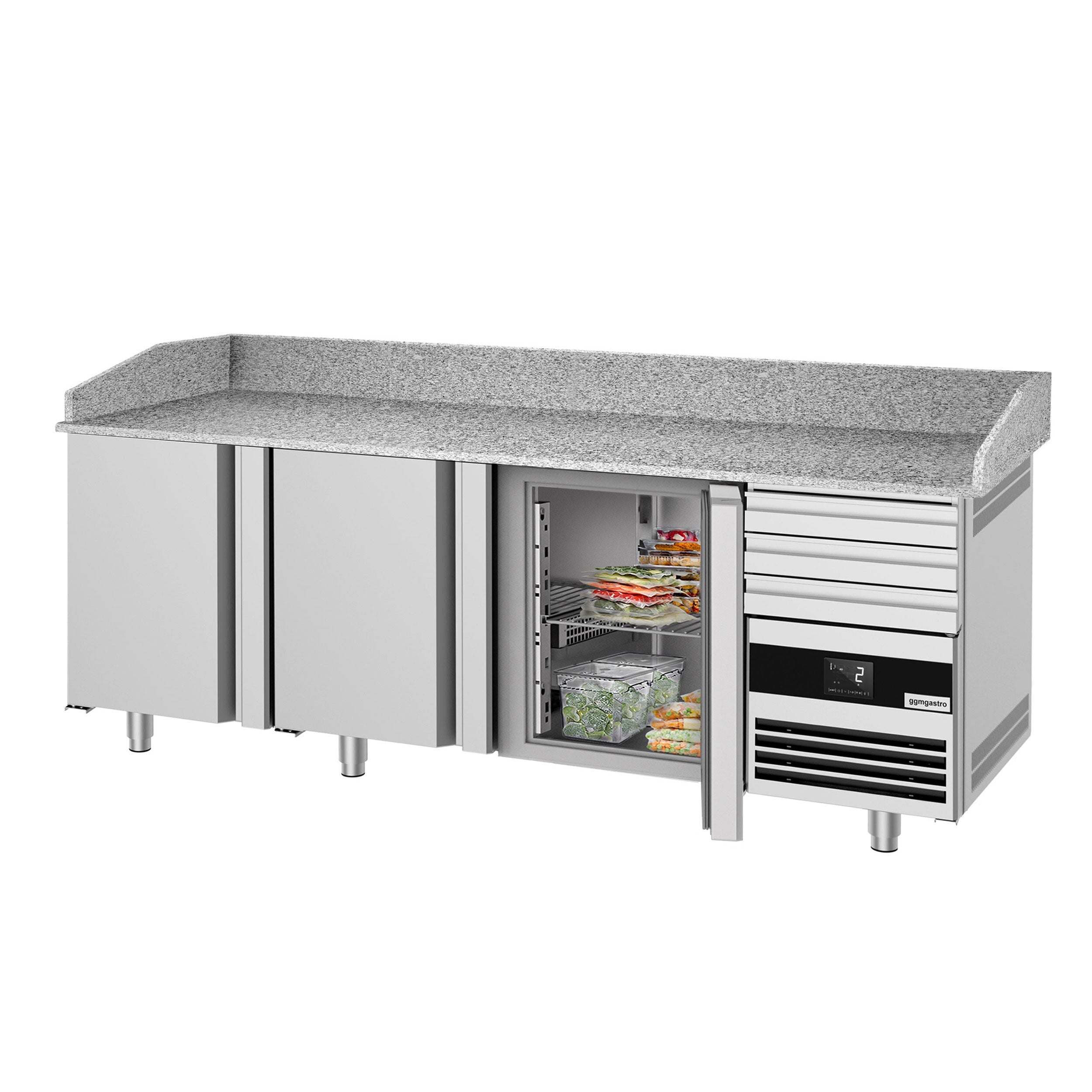Pizza Preparation counter premium - 2150x800mm - 3 doors & 3 drawers