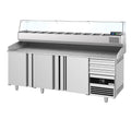 Pizza Preparation counter premium - 2150x800mm - 3 doors & 3 drawers - Included Cooling Showcase - 10x GN 1/3