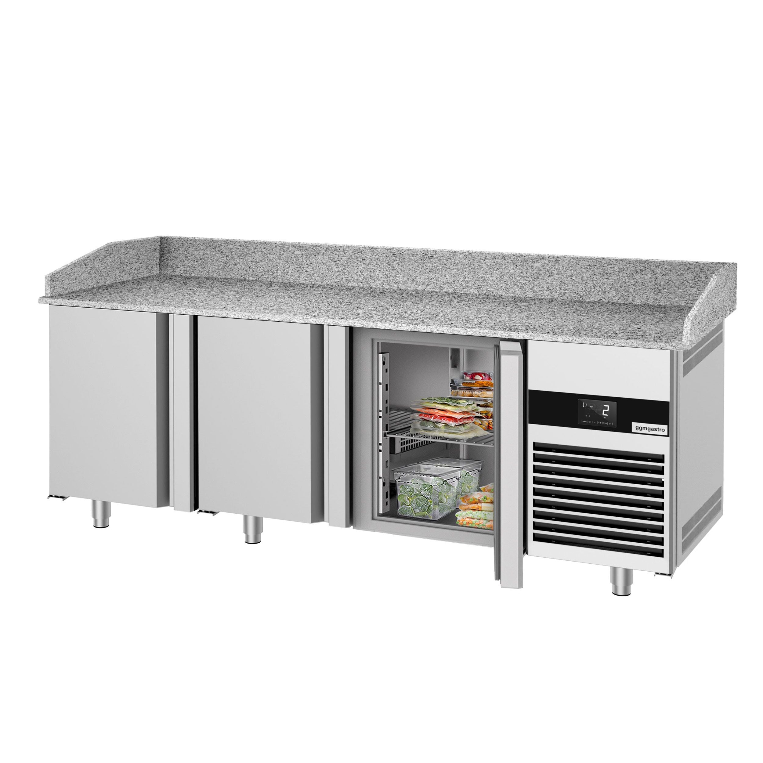 Pizza Preparation counter premium - 2100x800mm - 3 doors & 6 drawers