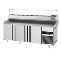 Pizza Preparation counter premium - 2100x800mm - 3 doors - Included cooled showcase - 10x GN 1/3
