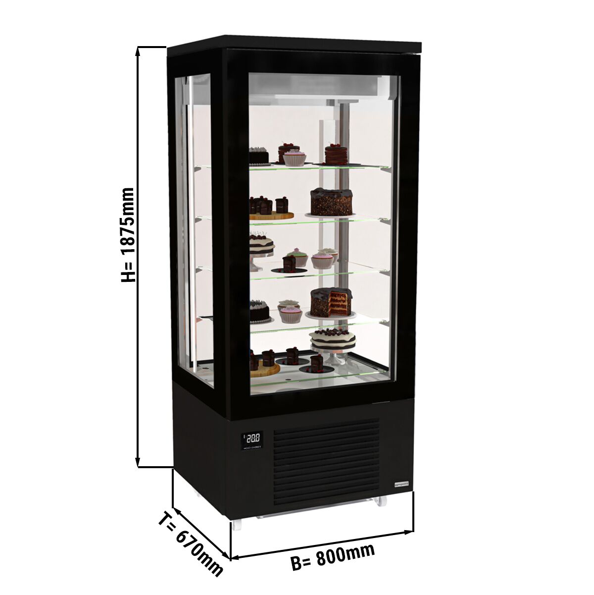 Red Type Cooled Exhibition Unit - 400 Liter - 5 Shelves