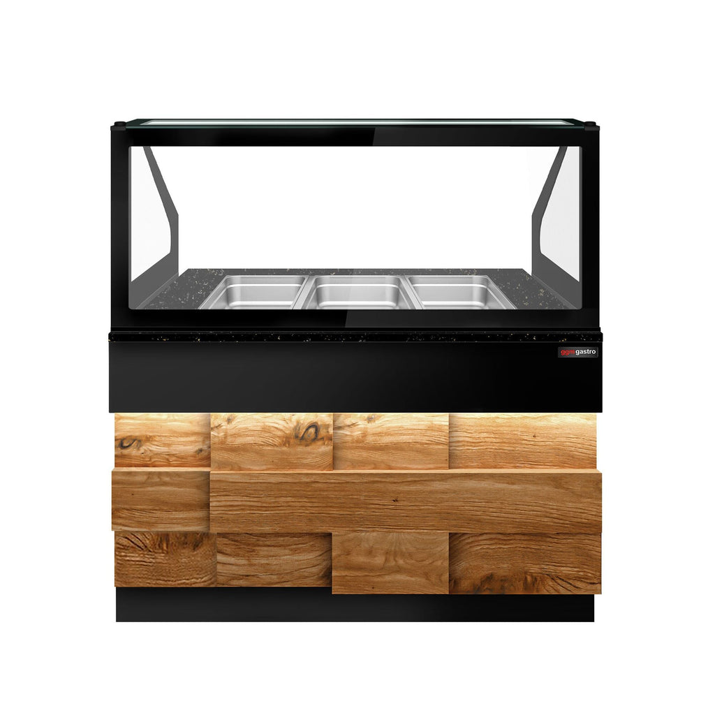 Saladet Toronto- 1250mm - Wooden Front Panel - 2 Doors -3x GN 1/1 - Black Granite Working Call
