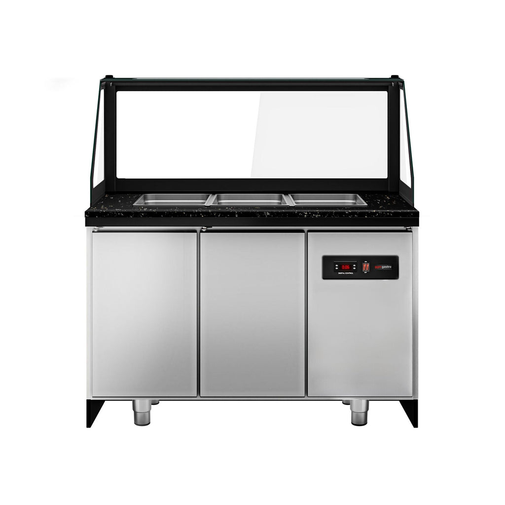 Saladet Toronto- 1250mm - Wooden Front Panel - 2 Doors -3x GN 1/1 - Black Granite Working Call