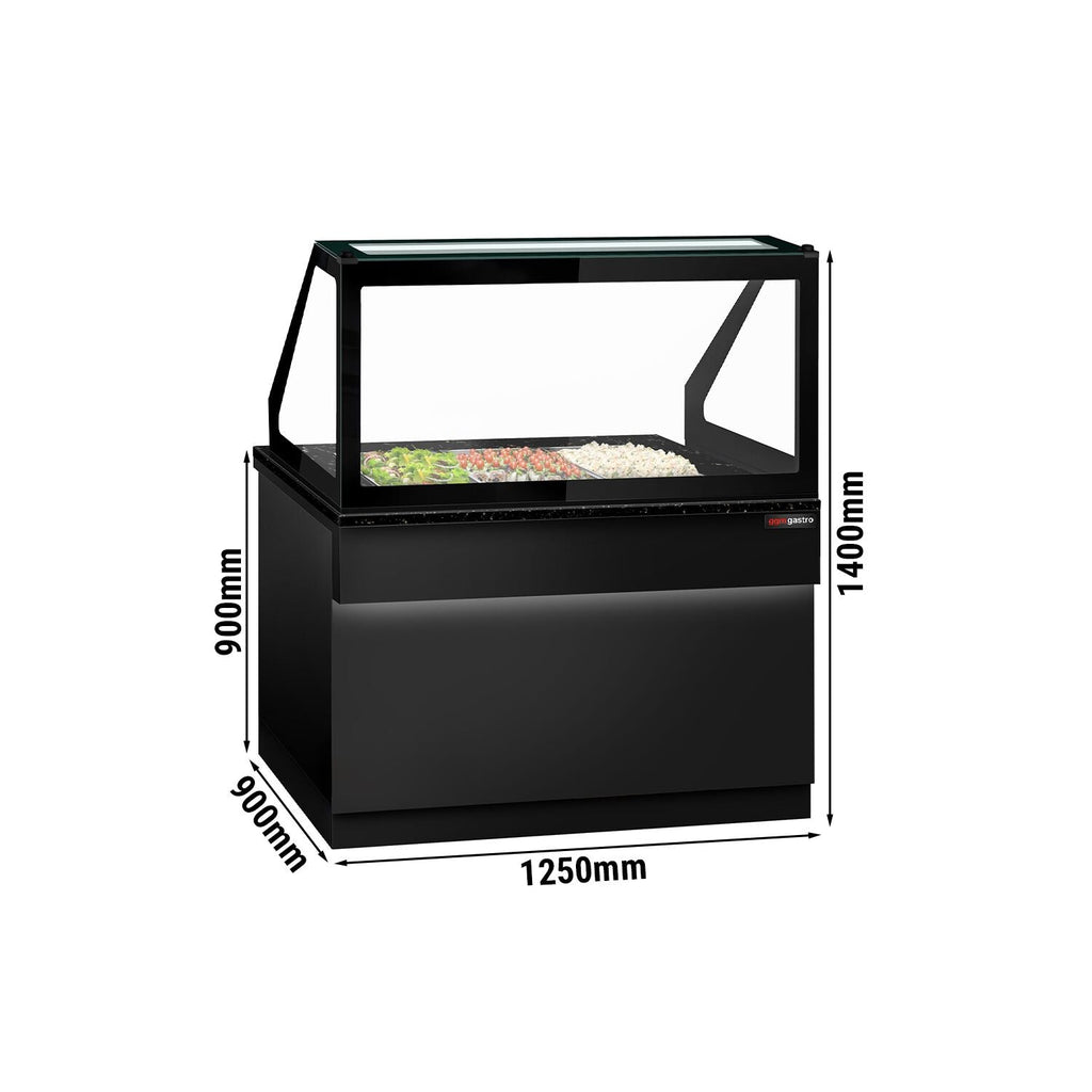 SALADET TORONTO- 1250mm - 2 -door -3x GN 1/1 - Black Front Panel - Black Granite Working Call