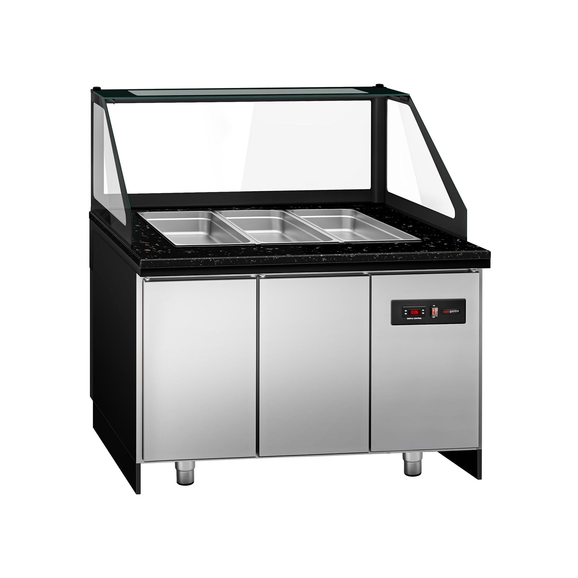 SALADET TORONTO- 1250mm - 2 -door -3x GN 1/1 - Black Front Panel - Black Granite Working Call
