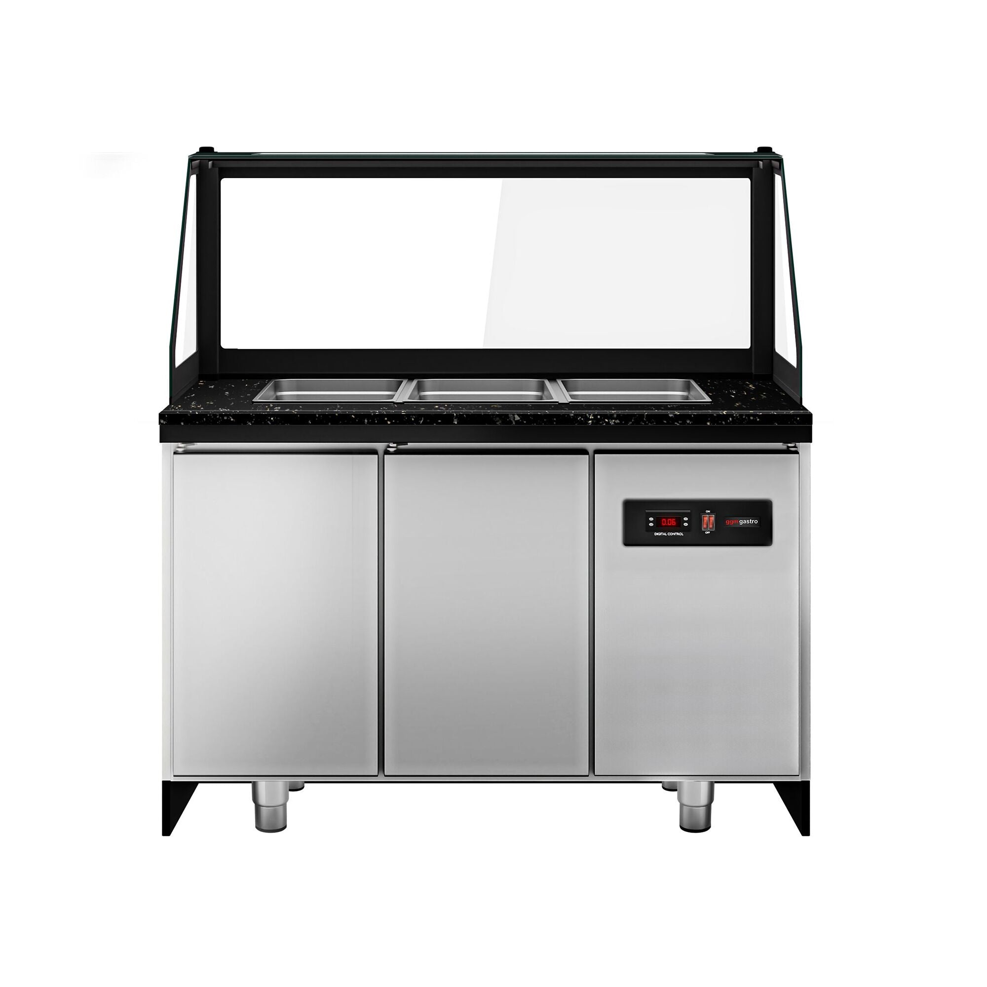 SALADET TORONTO- 1250mm - 2 -door -3x GN 1/1 - Black Front Panel - Black Granite Working Call