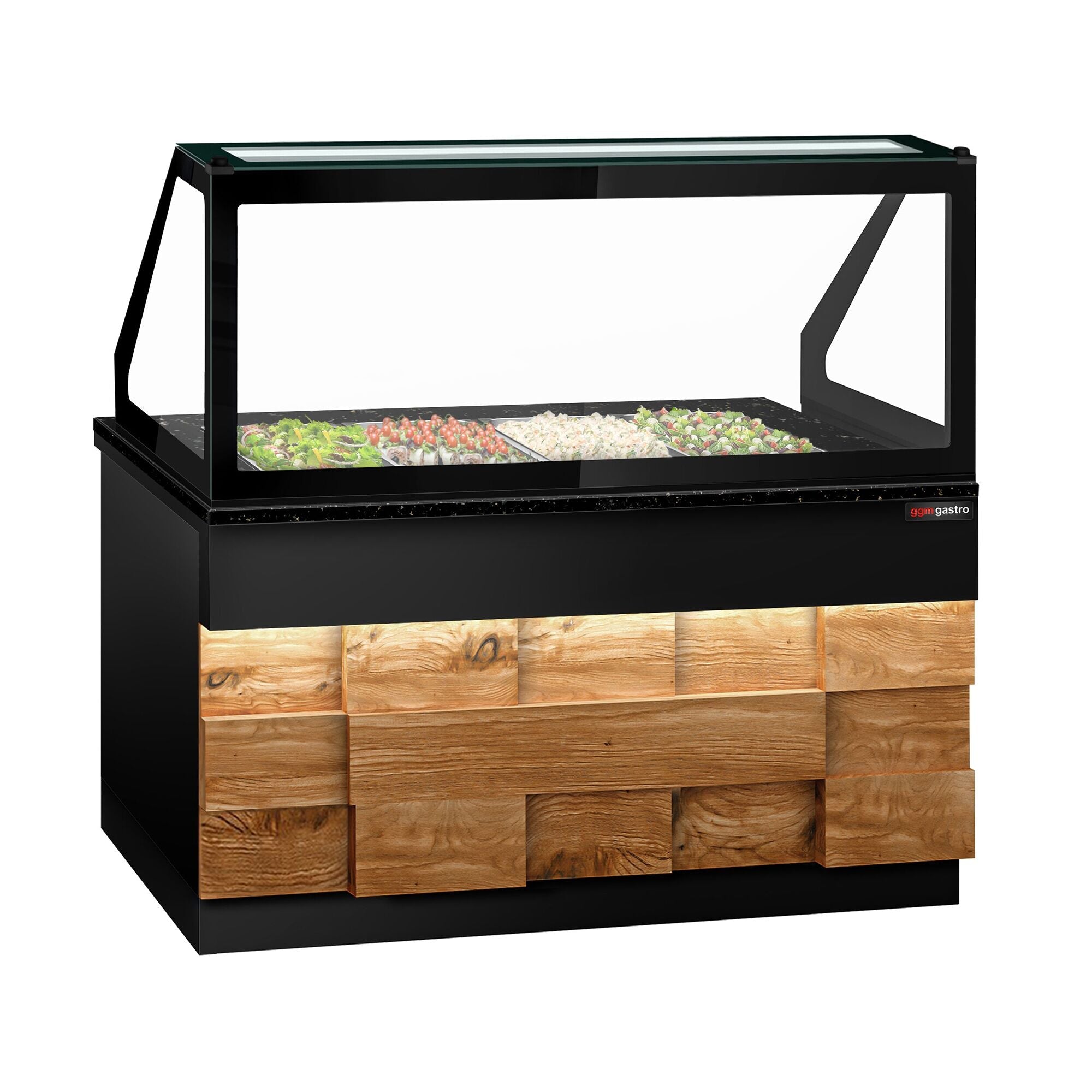 SALADET TORONTO- 1500mm - Wooden front panel - 2 -door -4x GN 1/1 - Black Granite Working Call