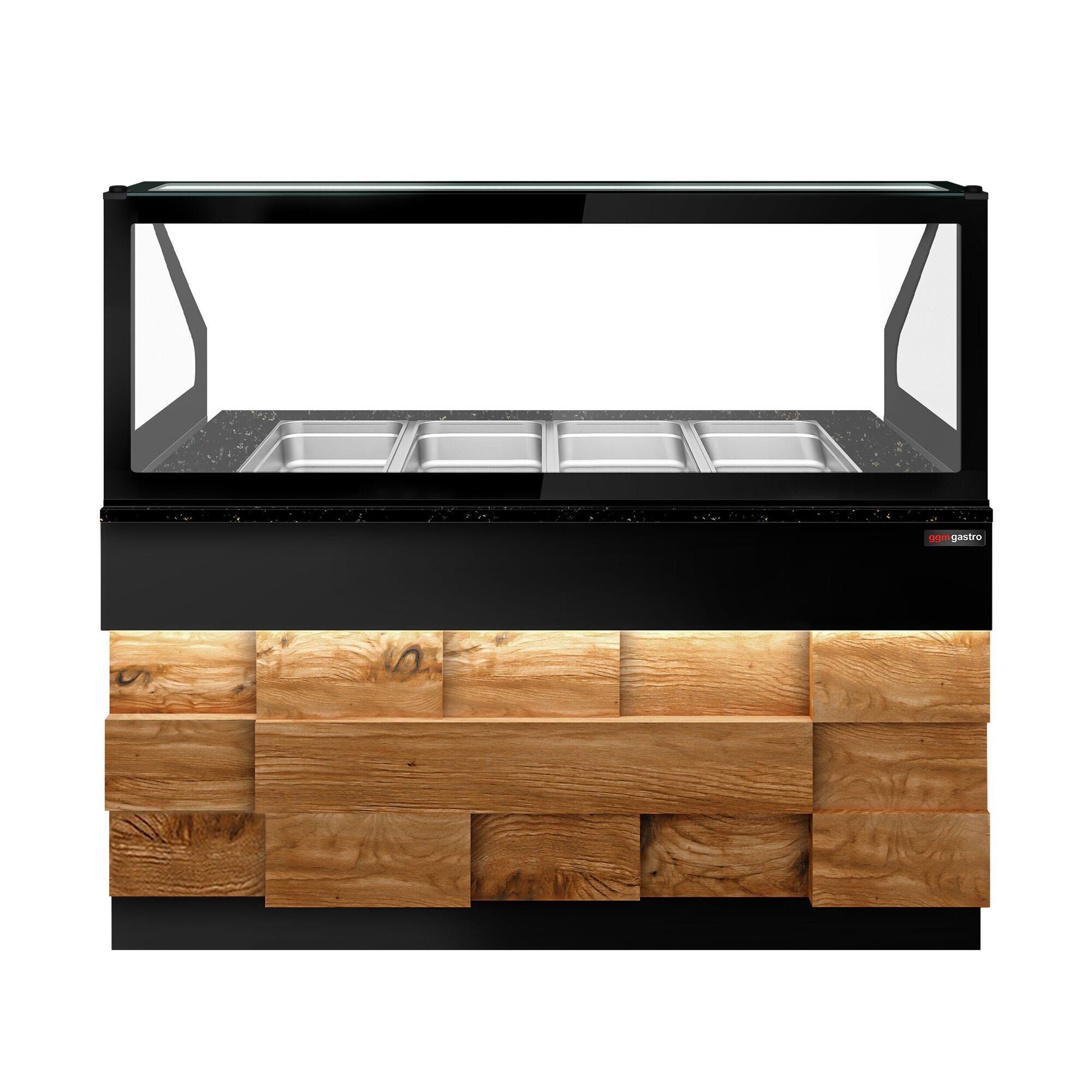 SALADET TORONTO- 1500mm - Wooden front panel - 2 -door -4x GN 1/1 - Black Granite Working Call