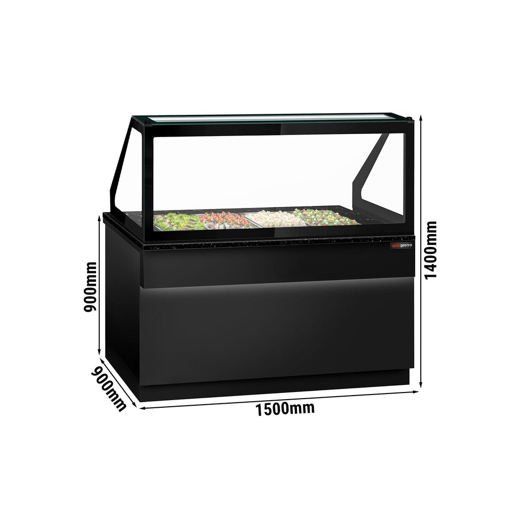 SALADET TORONTO- 1500mm - 2 -door -4x GN 1/1 - Black Front Panel - Black Granite Working Call