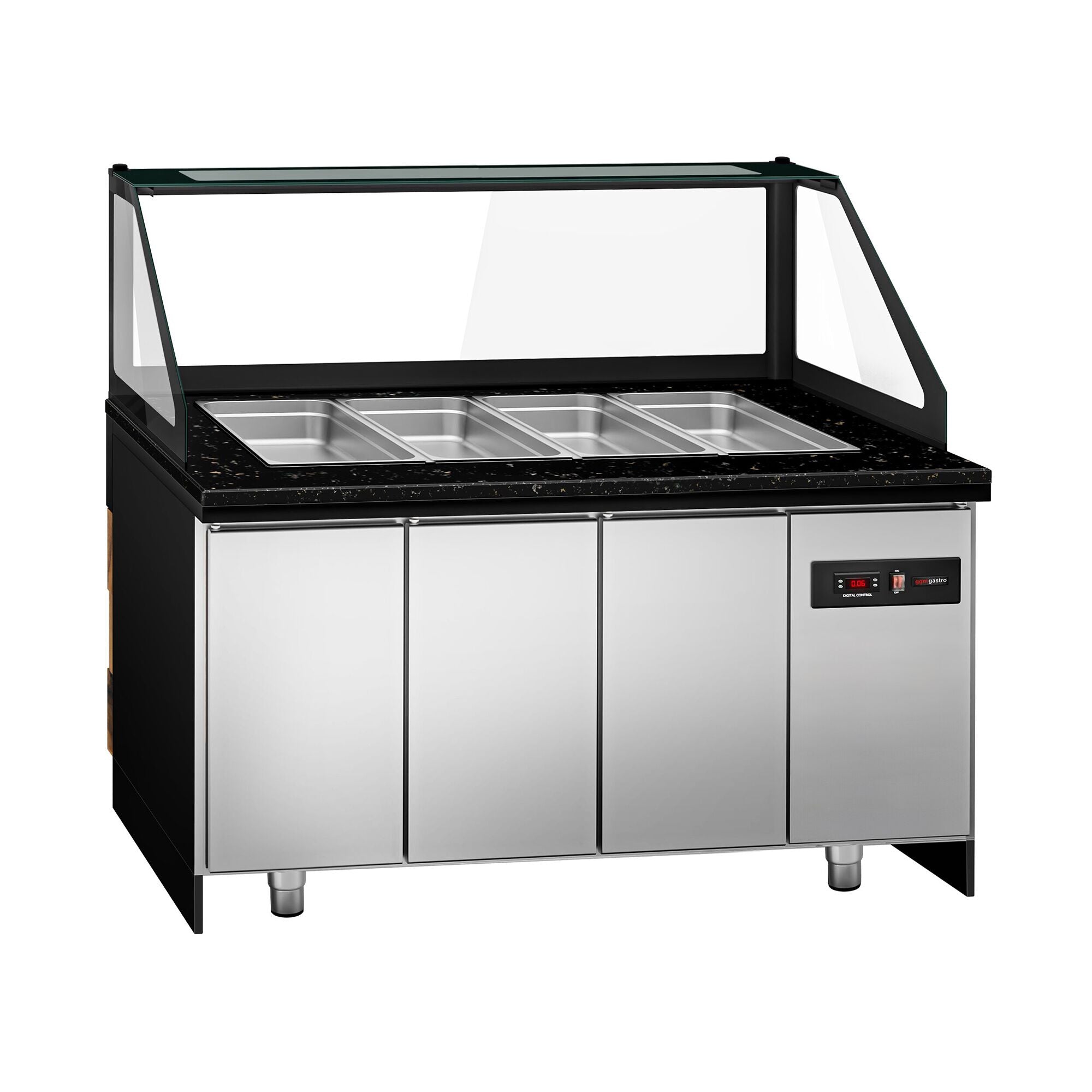 SALADET TORONTO- 1500mm - 2 -door -4x GN 1/1 - Black Front Panel - Black Granite Working Call