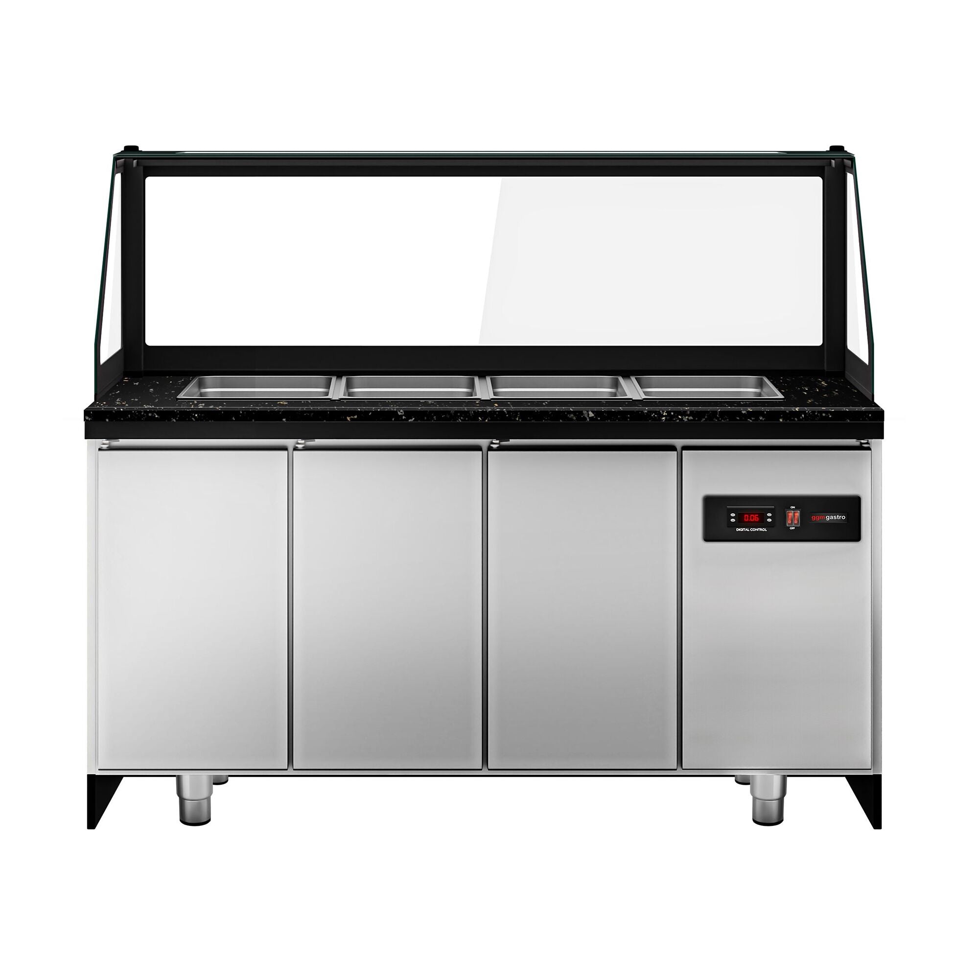 SALADET TORONTO- 1500mm - 2 -door -4x GN 1/1 - Black Front Panel - Black Granite Working Call