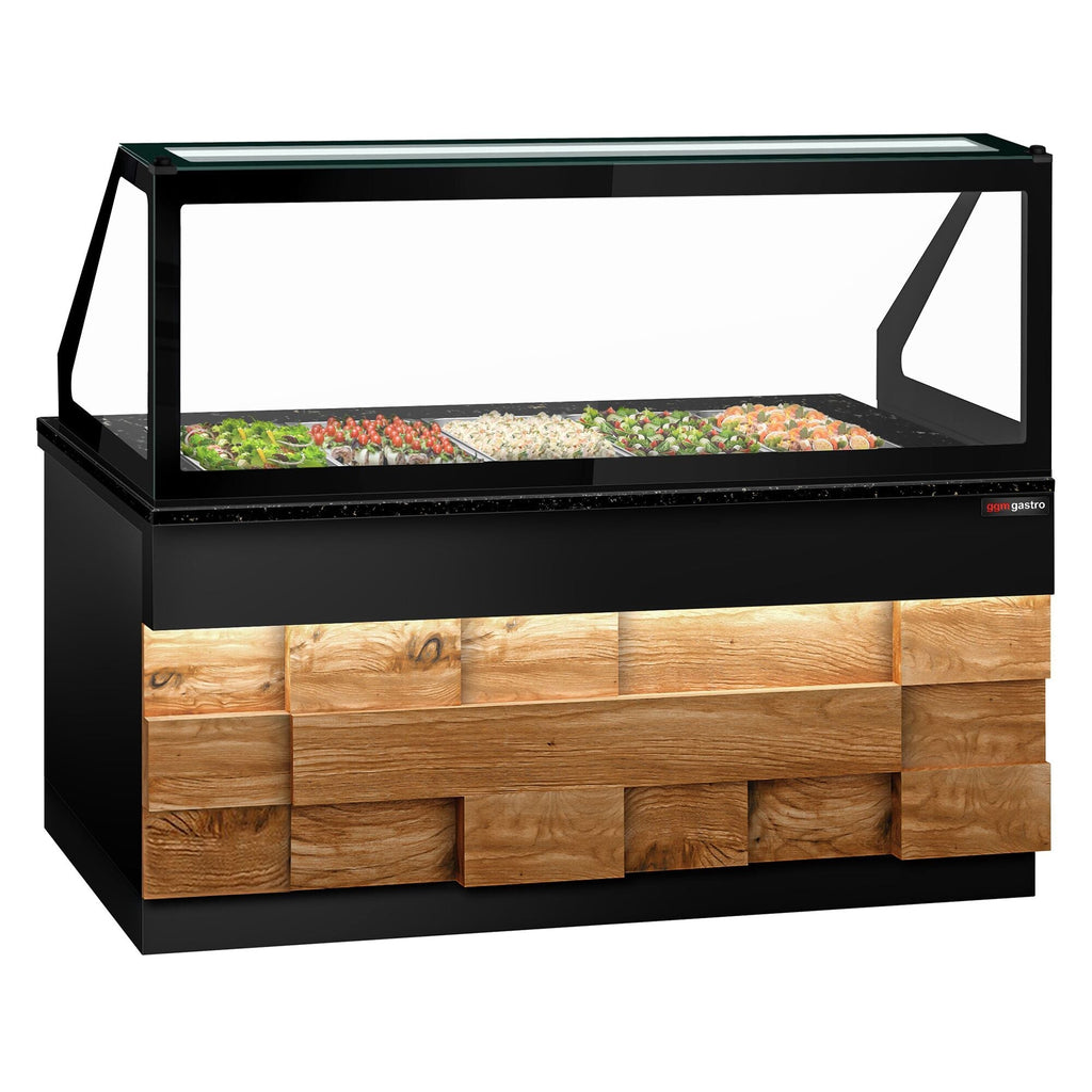SALADET TORONTO- 2000mm - Wooden Front Panel -3 Doors -5x GN 1/1 - Black Granite Working Machine