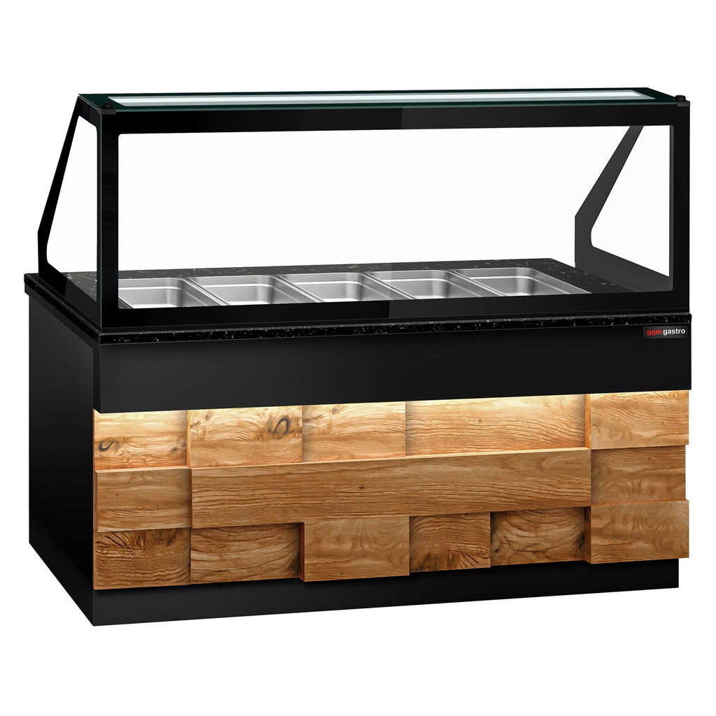 SALADET TORONTO- 2000mm - Wooden Front Panel -3 Doors -5x GN 1/1 - Black Granite Working Machine