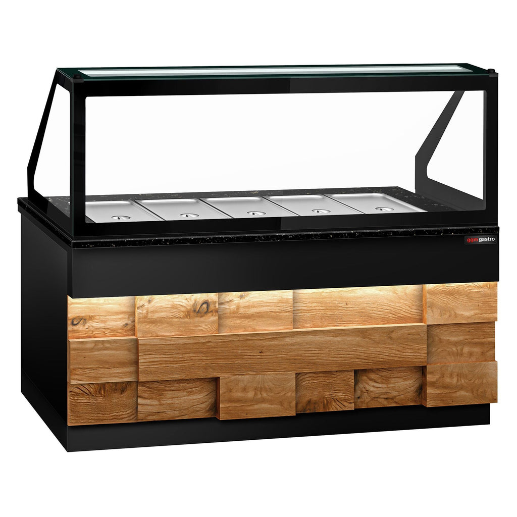 SALADET TORONTO- 2000mm - Wooden Front Panel -3 Doors -5x GN 1/1 - Black Granite Working Machine
