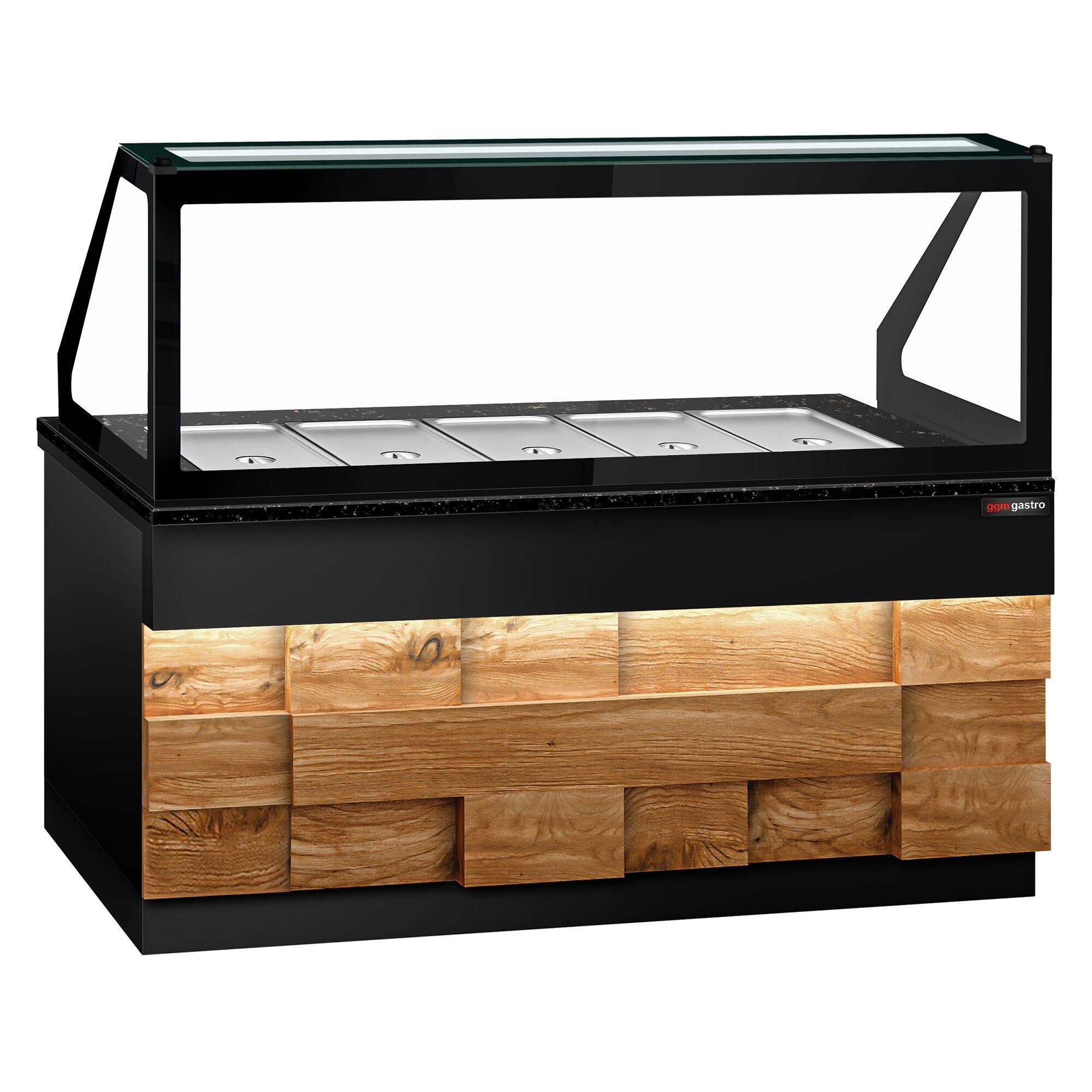 SALADET TORONTO- 2000mm - Wooden Front Panel -3 Doors -5x GN 1/1 - Black Granite Working Machine