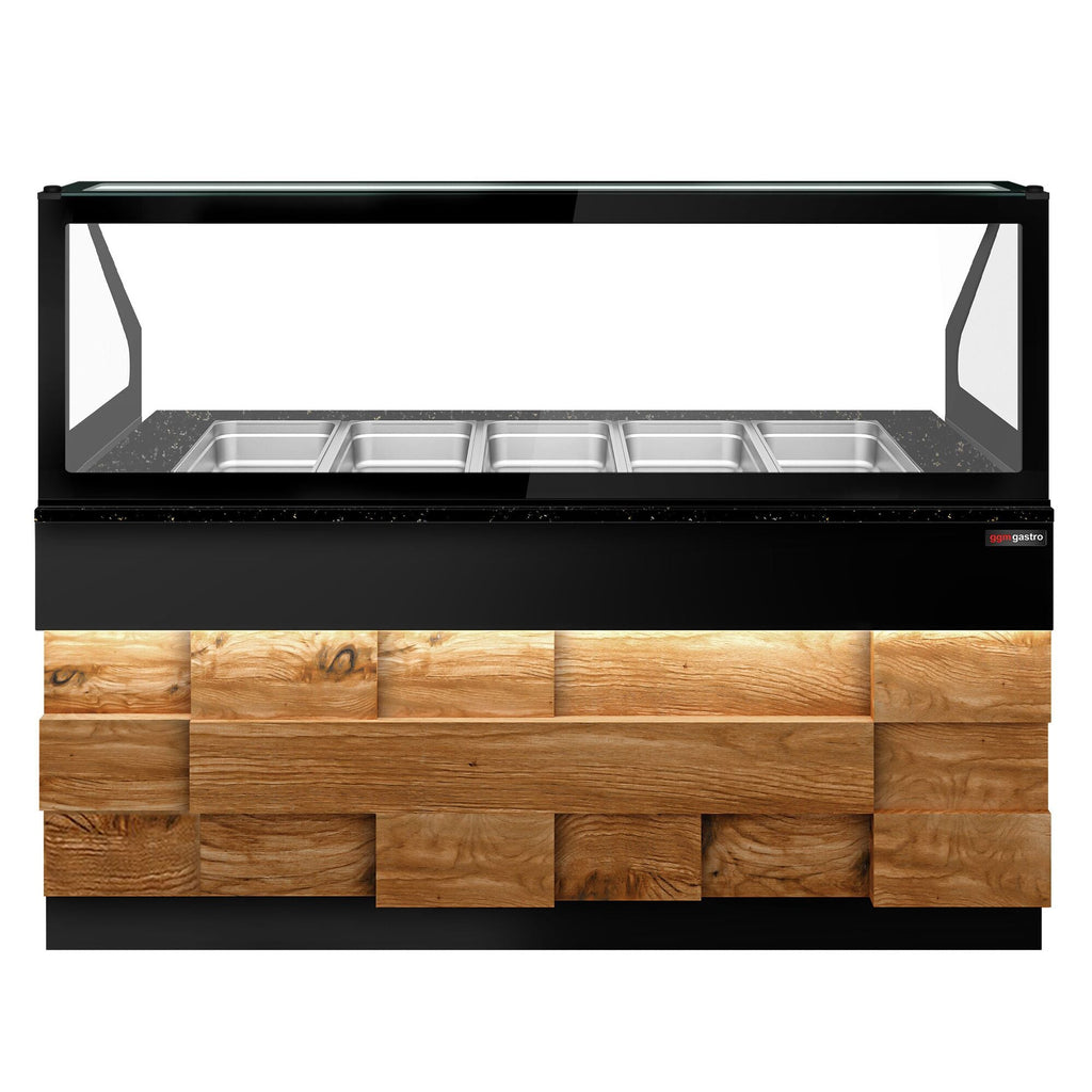 SALADET TORONTO- 2000mm - Wooden Front Panel -3 Doors -5x GN 1/1 - Black Granite Working Machine