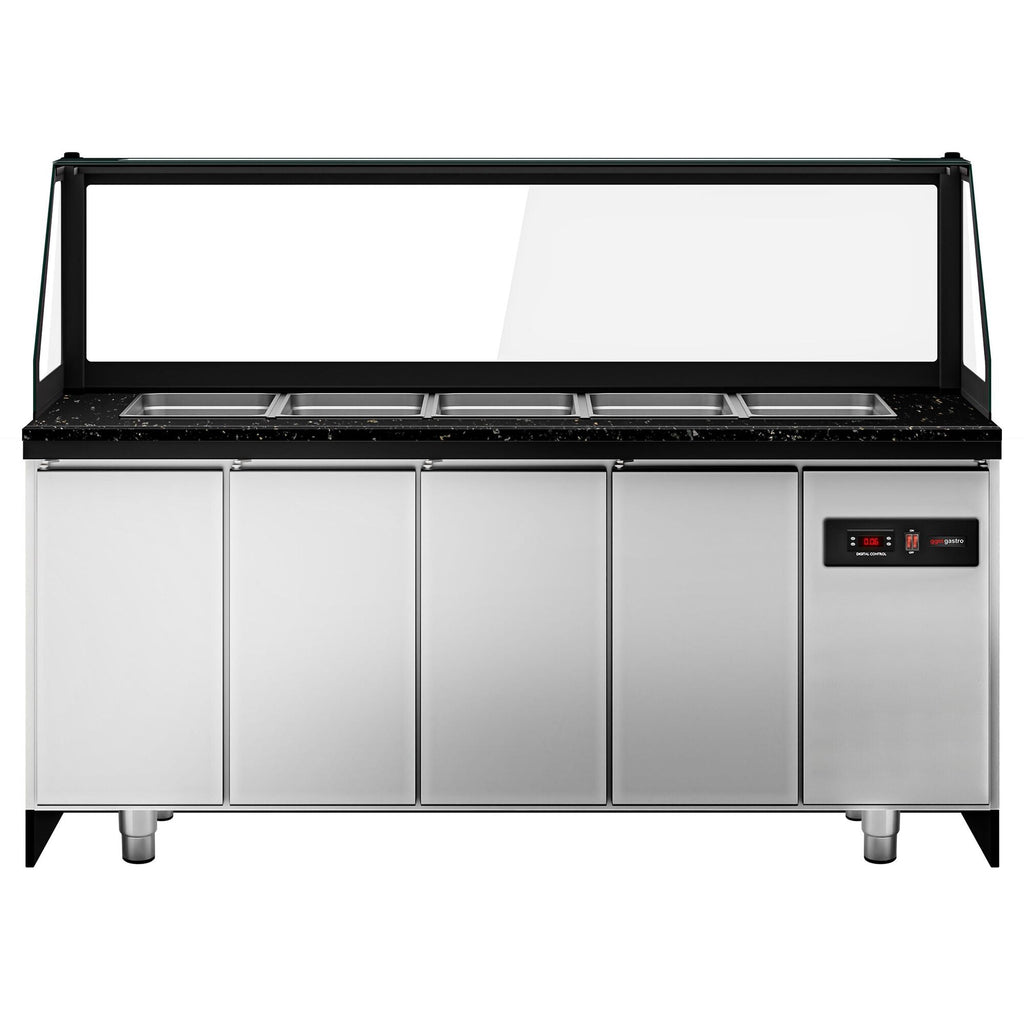 SALADET TORONTO- 2000mm - 3 -door -5x GN 1/1 - Black Front Panel - Black Granite Working Call