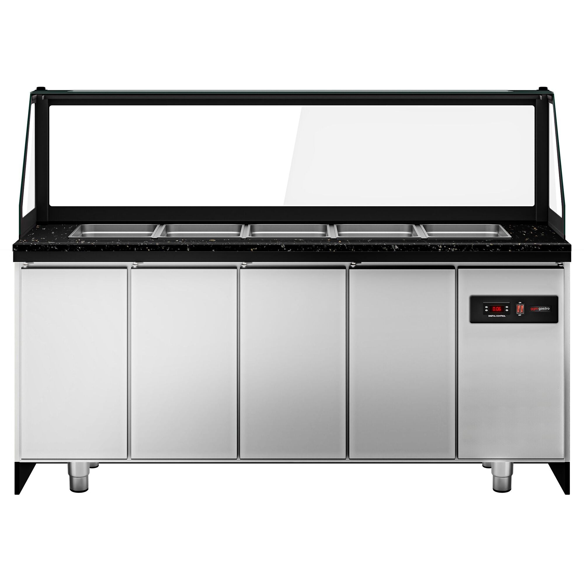 SALADET TORONTO- 2000mm - 3 -door -5x GN 1/1 - Black Front Panel - Black Granite Working Call