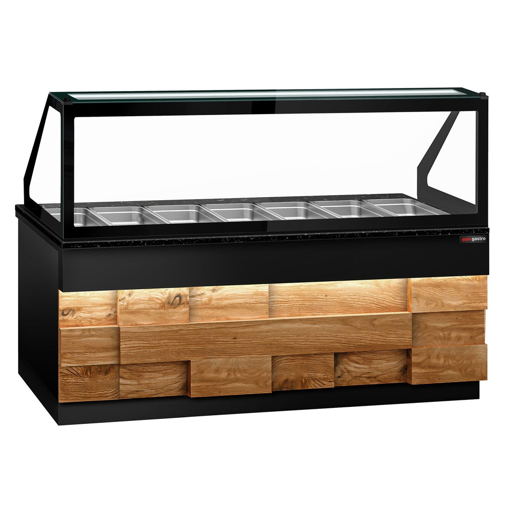 Saladet Toronto- 2550mm - Wooden Front Panel - 4 Doors -6x GN 1/1 - Black Granite Working Call