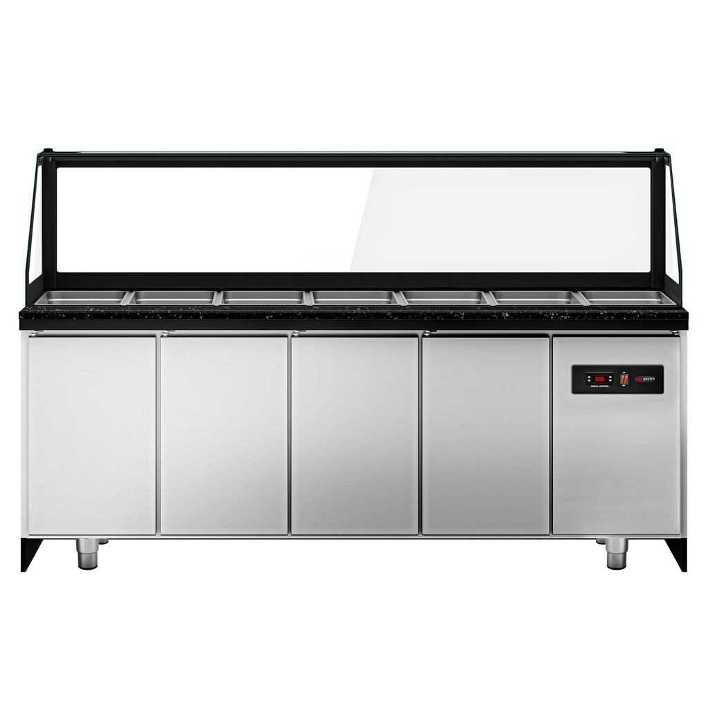 Saladet Toronto- 2550mm - Wooden Front Panel - 4 Doors -6x GN 1/1 - Black Granite Working Call