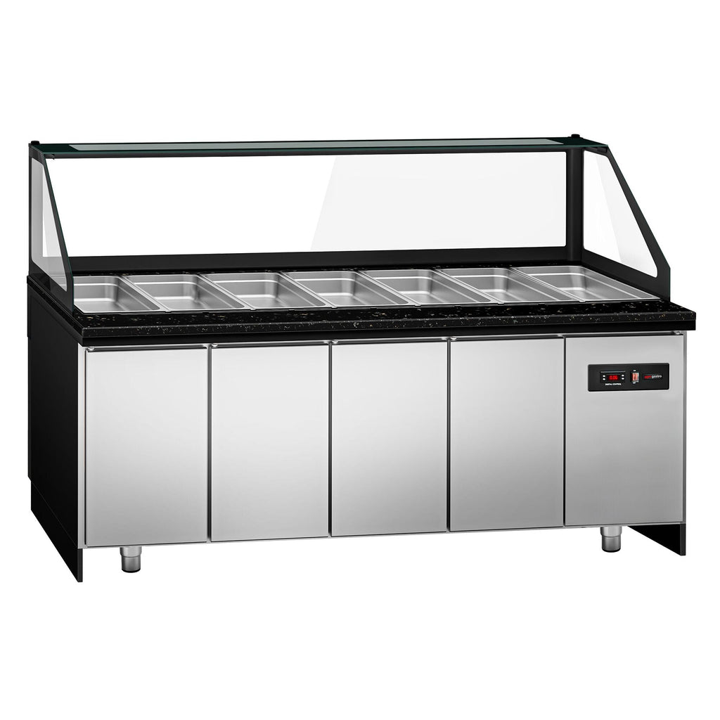 SALADET TORONTO- 2550mm - 4 -door -6x GN 1/1 - Black Front Panel - Black Granite Working Call