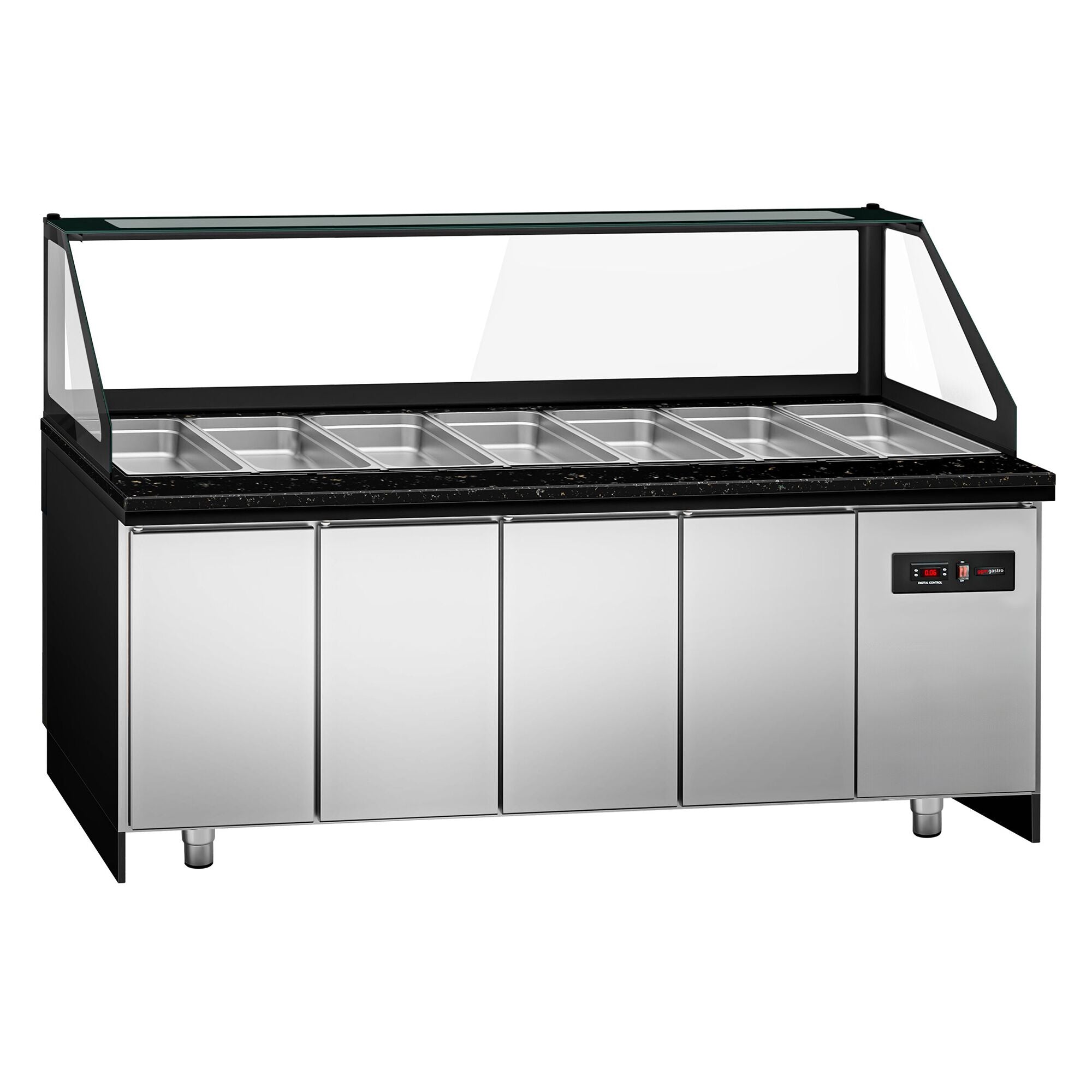 SALADET TORONTO- 2550mm - 4 -door -6x GN 1/1 - Black Front Panel - Black Granite Working Call