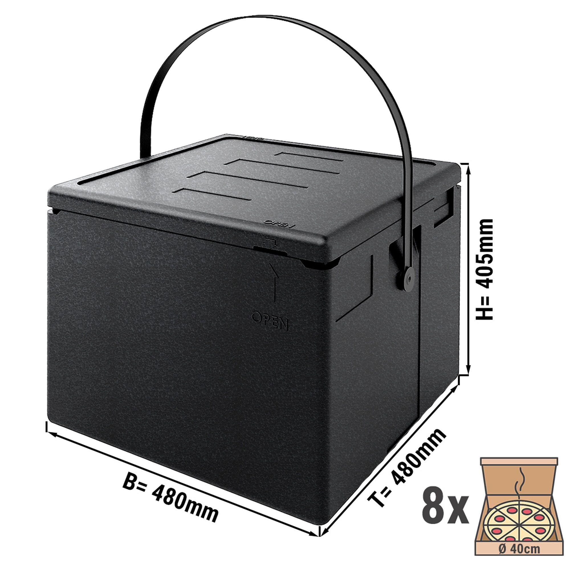 Thermal box - pizza box - 8 for pizza - Ø 40 cm
