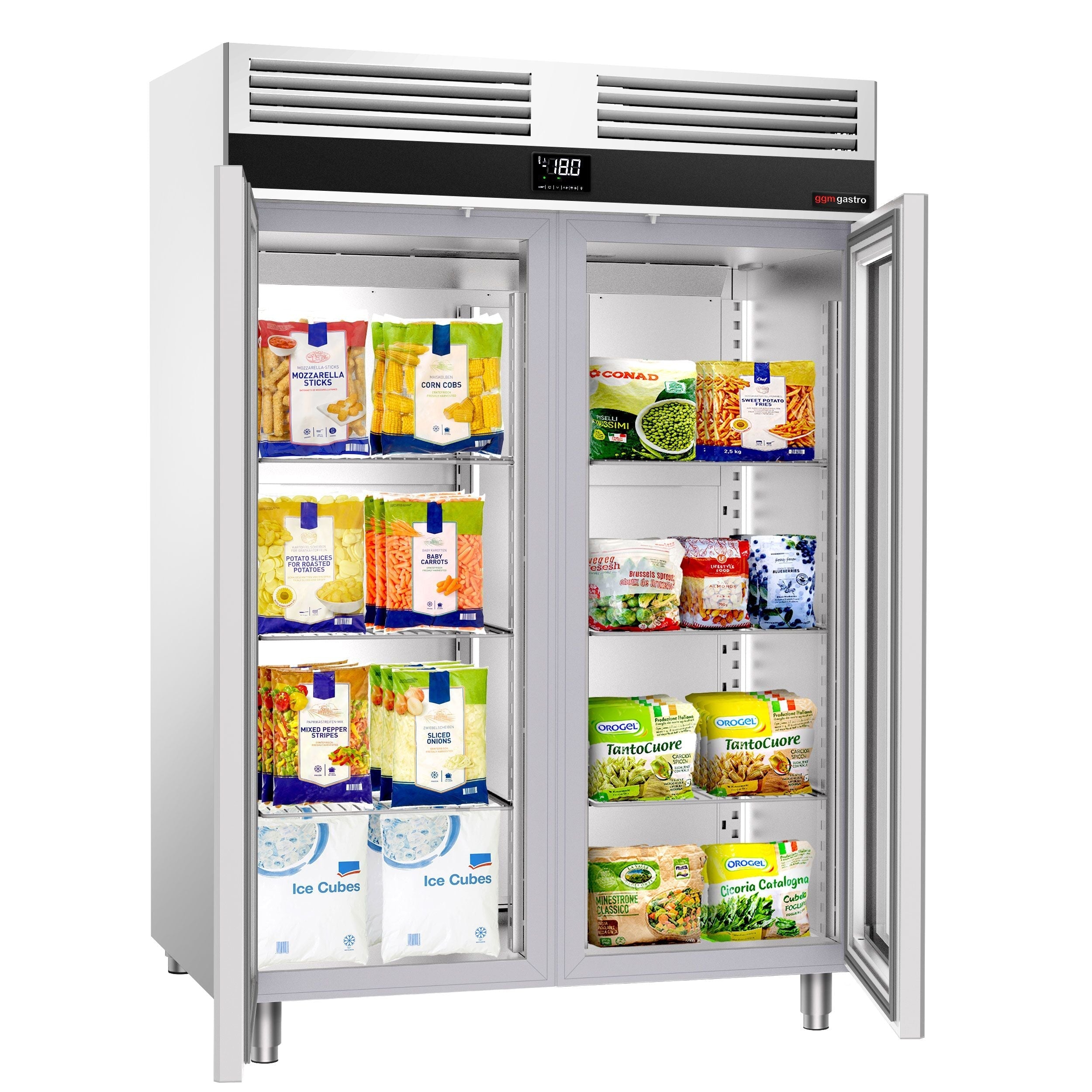 Deep Freezer Premium - GN 2/1 - 1400 liters - 2 glass doors