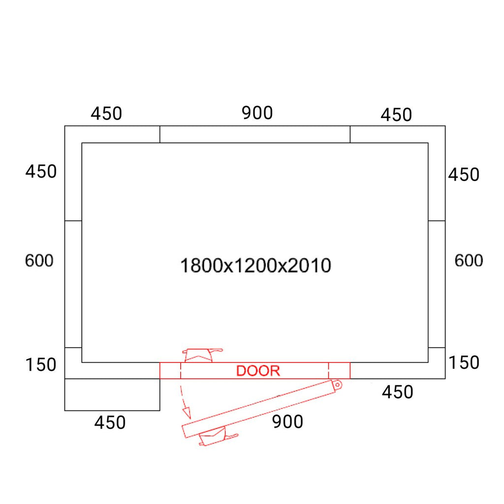 Stainless Steel Deep Freezer Room - 1800x1200mm - 2,65m³ - Deep Freezer Unit & Pvc Curtain