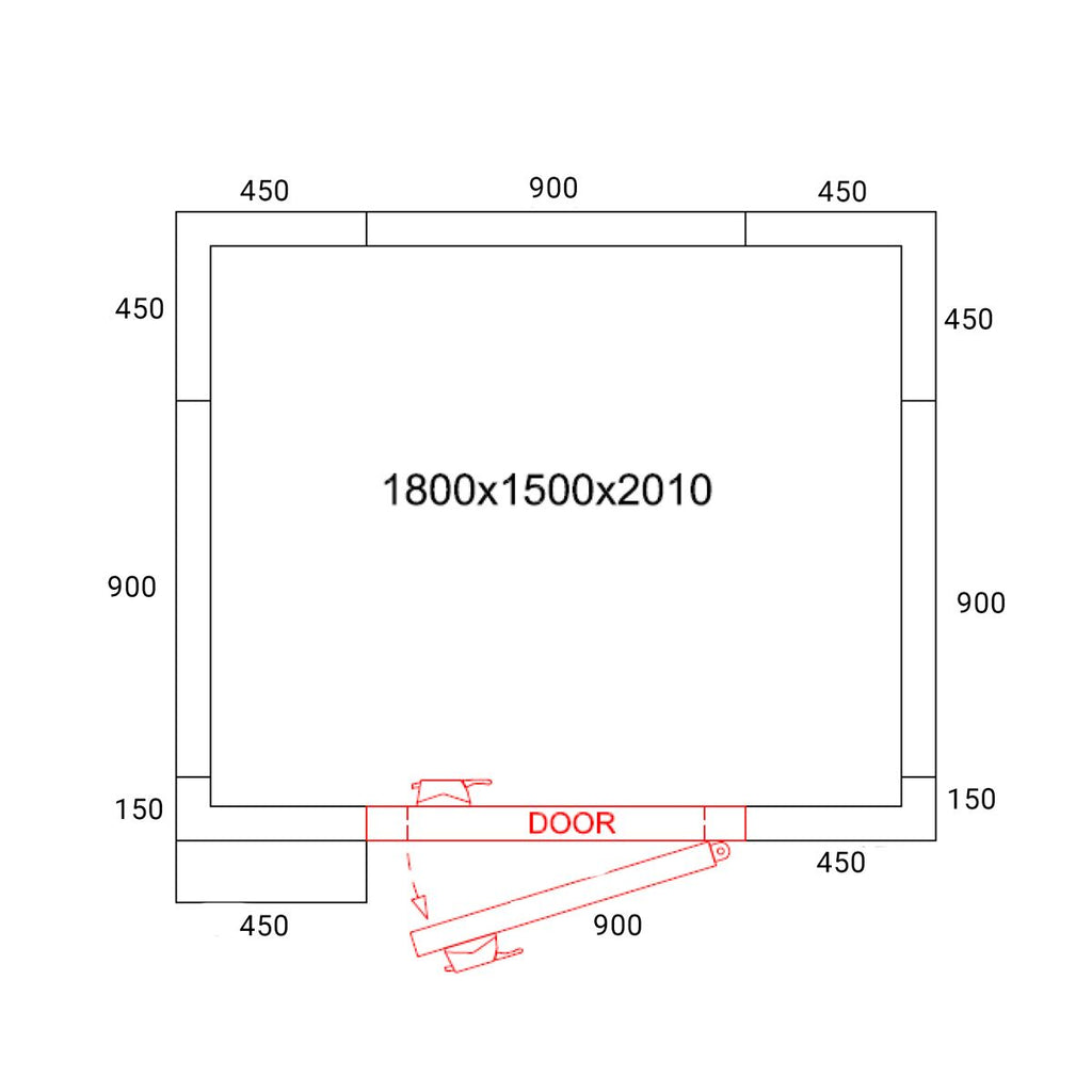 Stainless Steel Deep Freezer Room - 1800x1500mm - 3,47m³ - Deep Freezer Unit & PVC Curtain