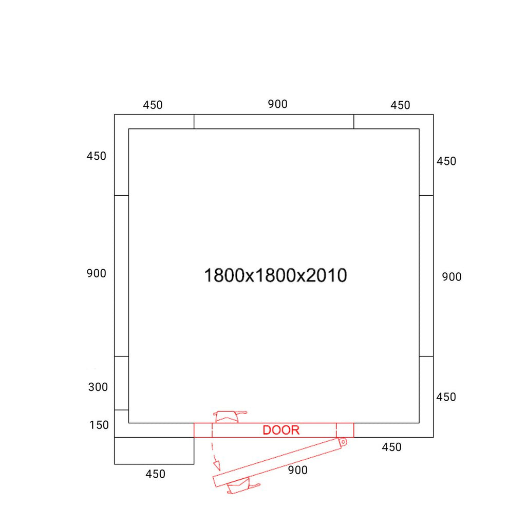 Stainless Steel Deep Freezer Room - 1800x1800mm - 4,30m³ - Deep Freezer Unit & PVC Curtain