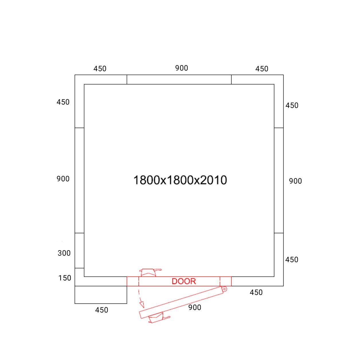 Stainless Steel Deep Freezer Room - 1800x1800mm - 4,30m³ - Deep Freezer Unit & PVC Curtain