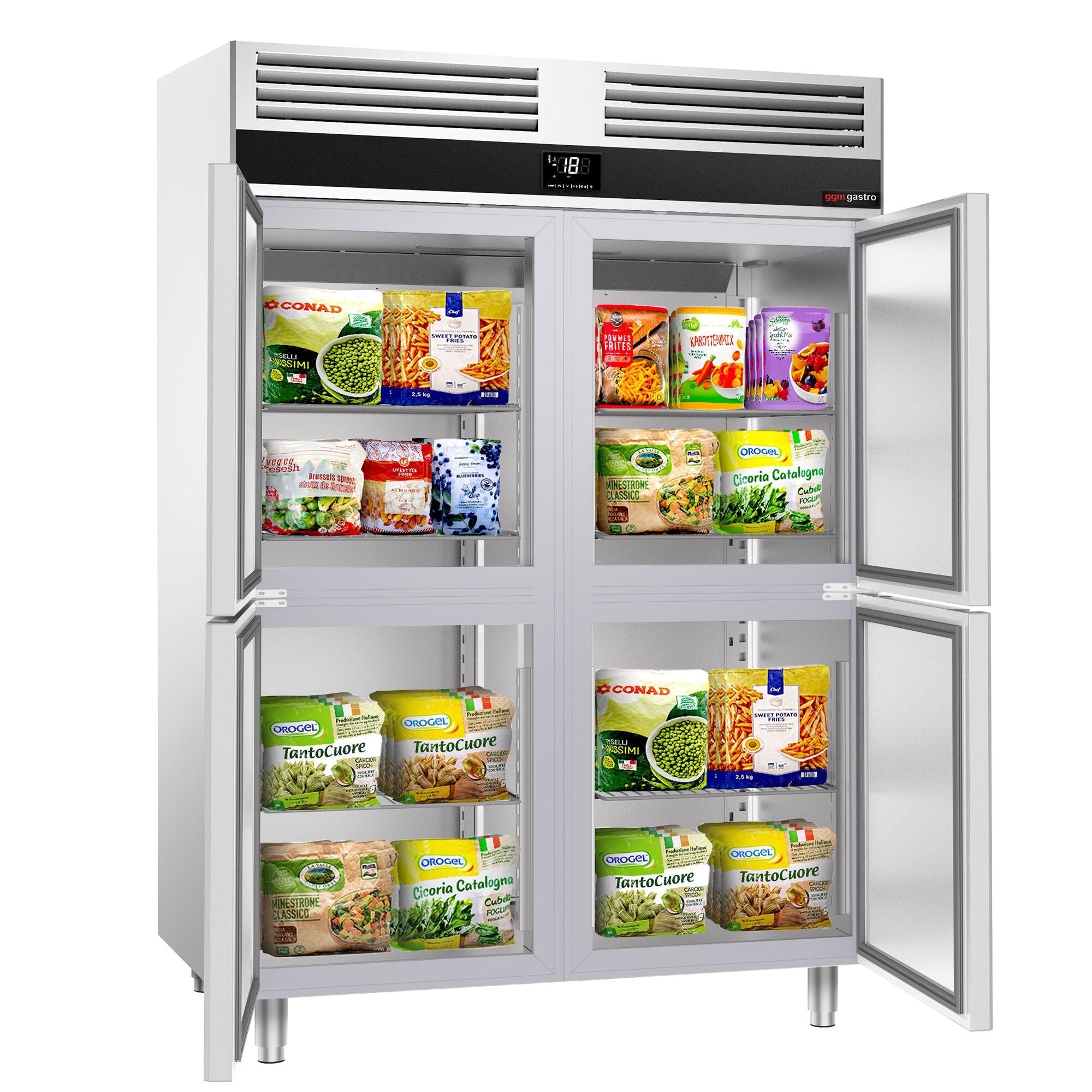 Deep Freezer Premium - GN 2/1 - 1400 Lt. - 4 stainless steel half -door