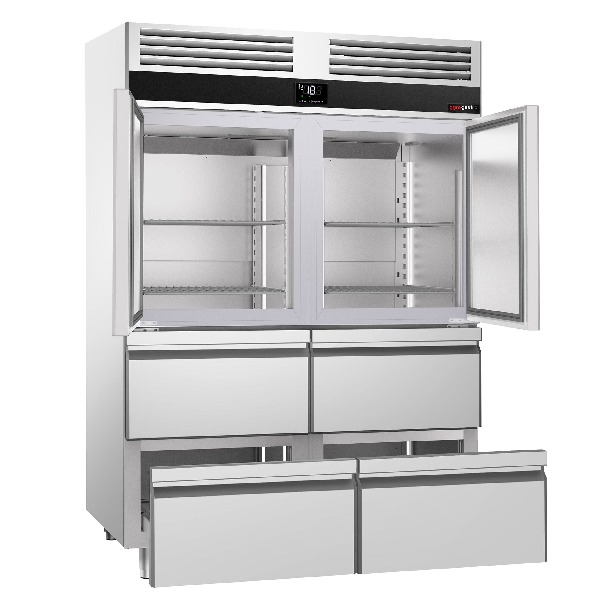 Deep Freezer Premium - GN 2/1 - 1400 Lt. - 2 stainless steel half door & 4 drawers