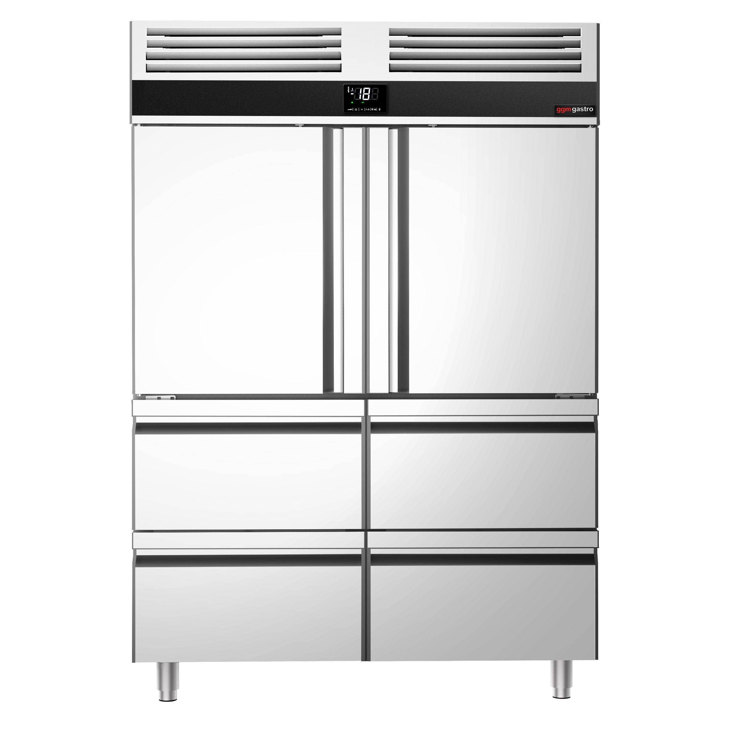 Deep Freezer Premium - GN 2/1 - 1400 Lt. - 2 stainless steel half door & 4 drawers