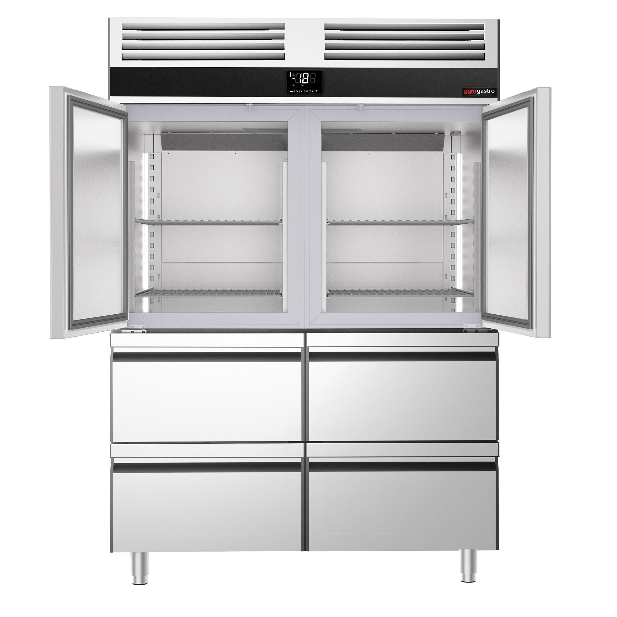 Deep Freezer Premium - GN 2/1 - 1400 Lt. - 2 stainless steel half door & 4 drawers