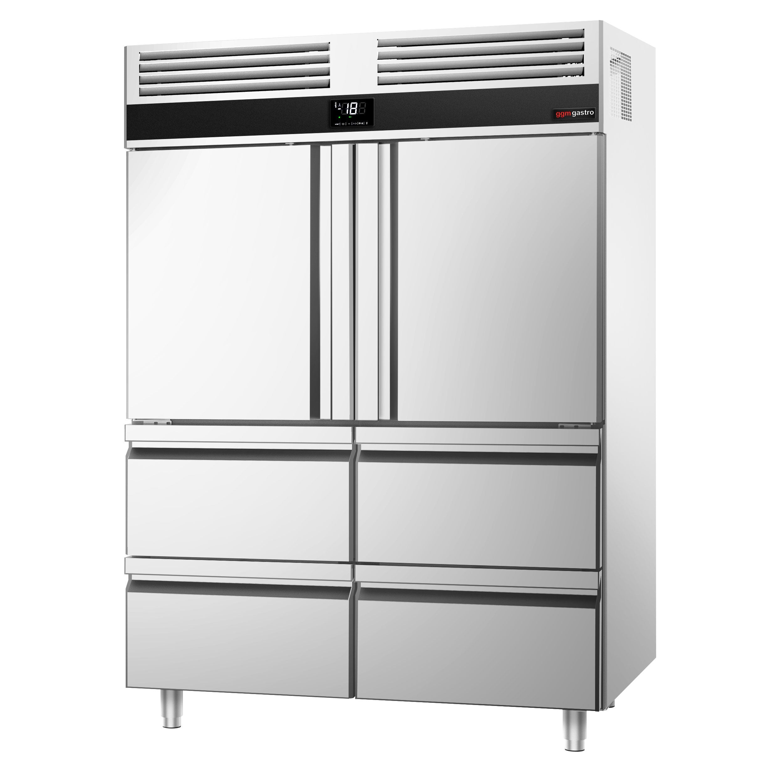 Deep Freezer Premium - GN 2/1 - 1400 Lt. - 2 stainless steel half door & 4 drawers