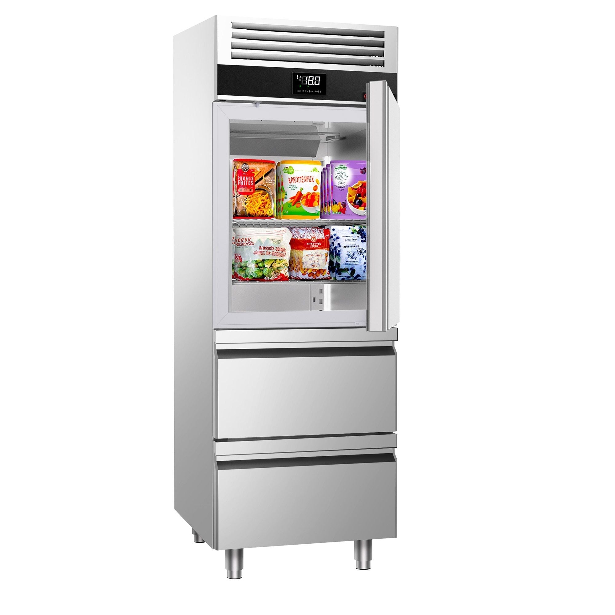 Deep Freezer Premium - GN 2/1 - 700 Lt. - 1 stainless steel half door & 2 drawers