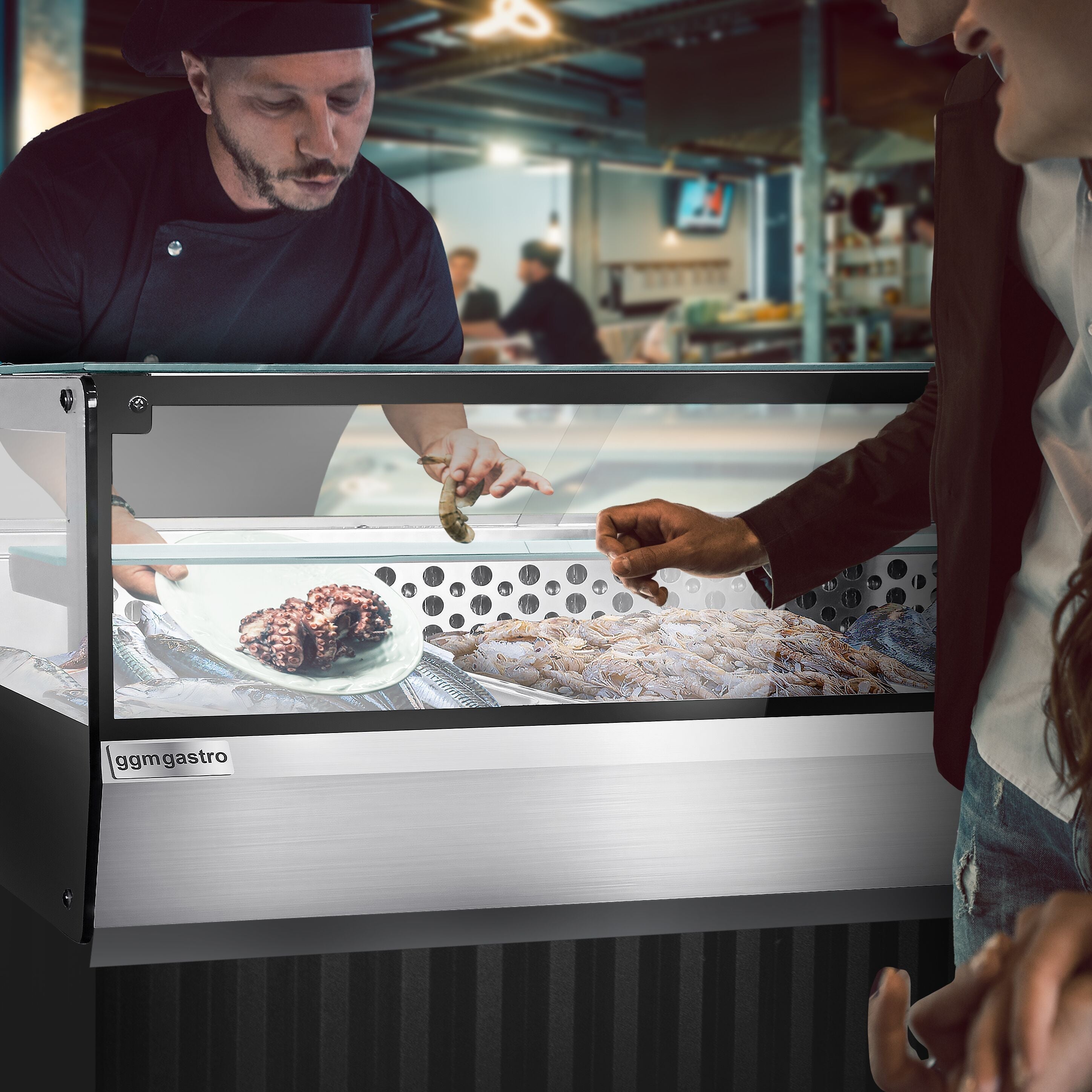 For fish and meat -top cooled showcase - 870mm - 3x GN for 1/1